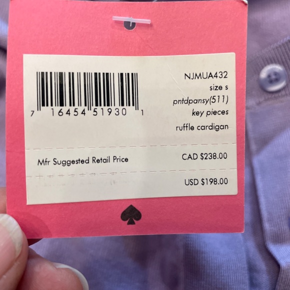 Kate Spade ruffle sleeve cardigan - Picture 2 of 6